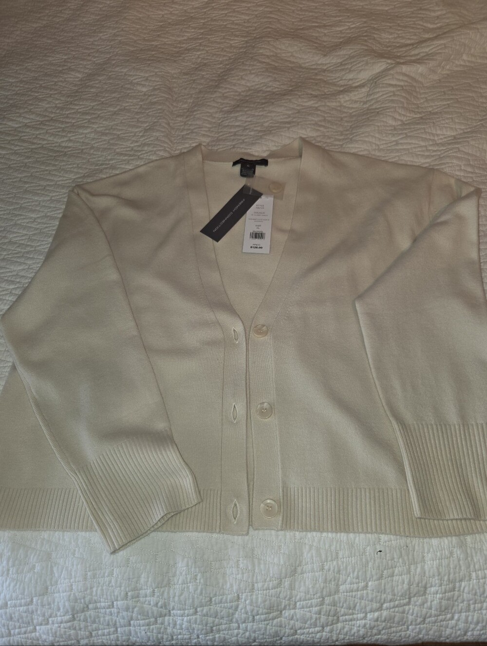 NWT- French CONNECTION XL Cream V-Neck Button Cardigan Sweater